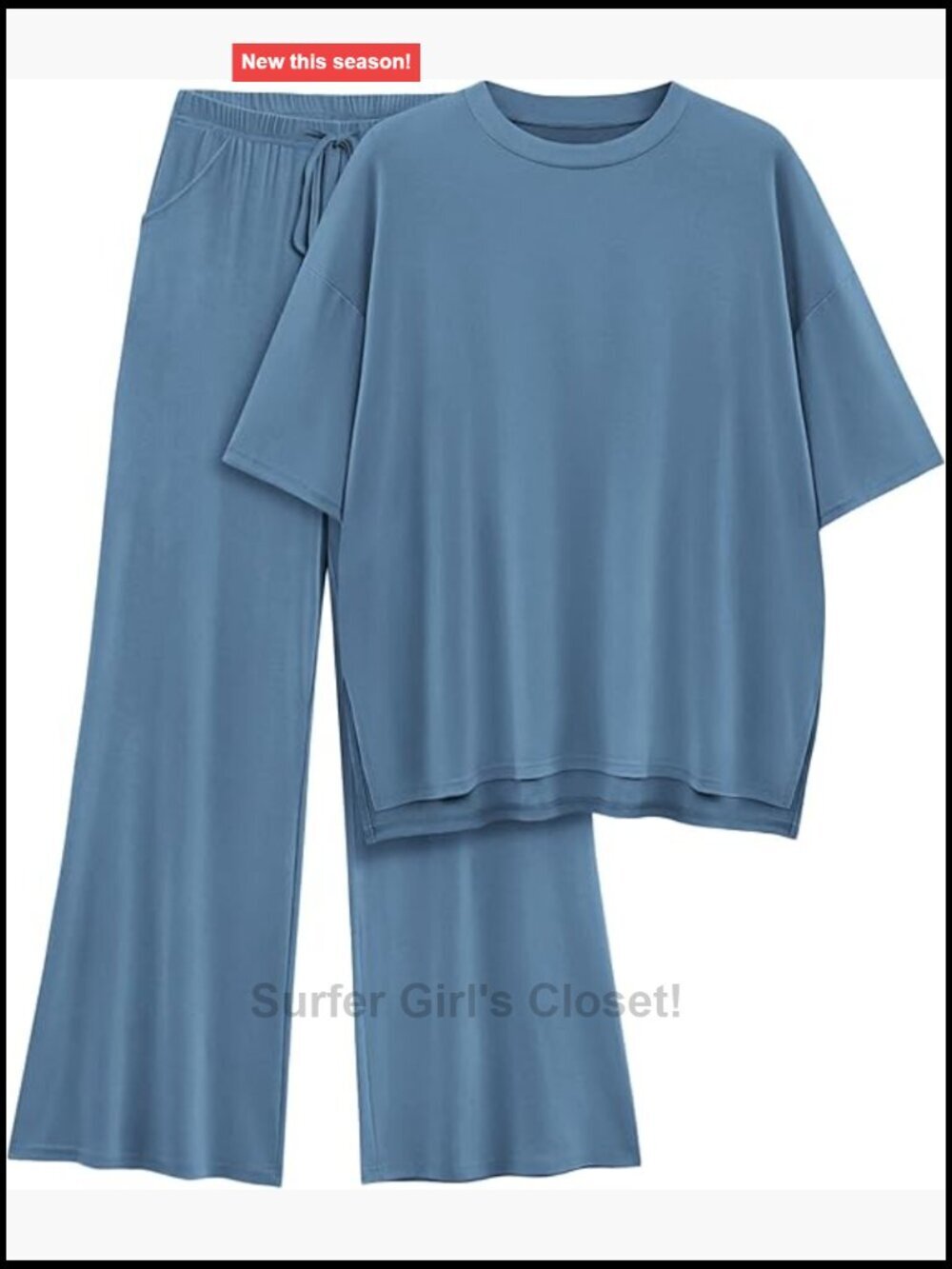Women's 2 Piece Outfits Oversized Short Sleeve Top & Wide Leg Pant Lounge Set